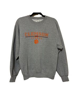 Vintage Clemson Tigers Sweater Adult M M.J. Soffe Gray Crew Neck NCAA Pullover